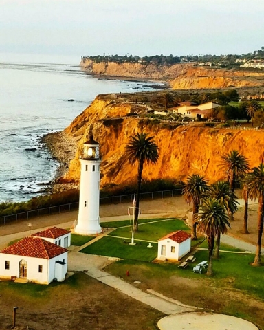 Point Vicente lighthouse. Los Angeles Helicopter Tours.
