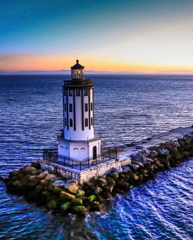 Angel's Gate lighthouse, San Pedro, CA. Los Angeles Helicopter Tours.